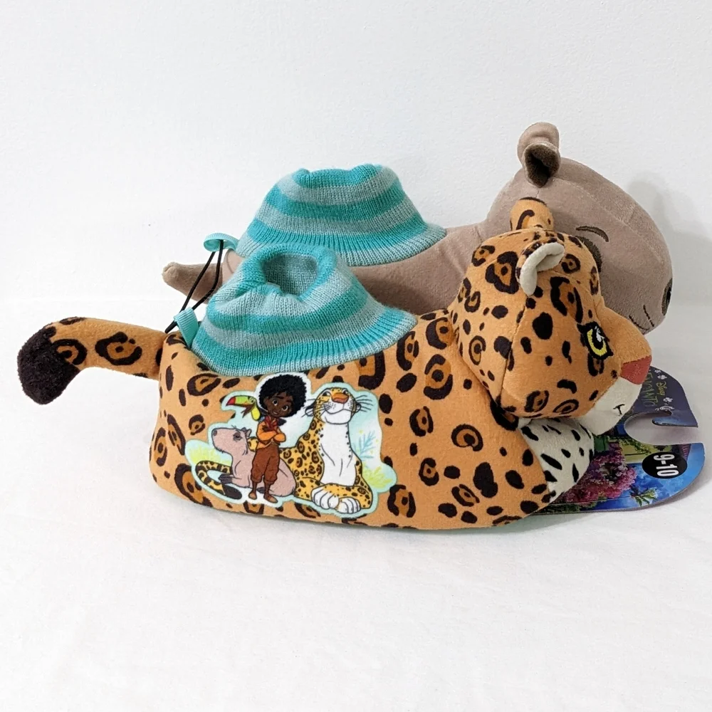 Disney Encanto Antonio's Animals Kids Plush Sock Top Slippers, Size 9-10, NWT